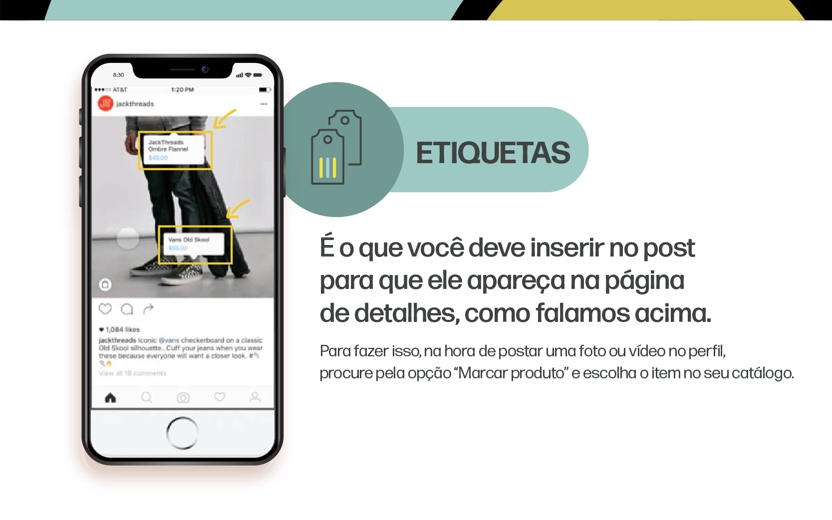 marcações de produtos nas fotos