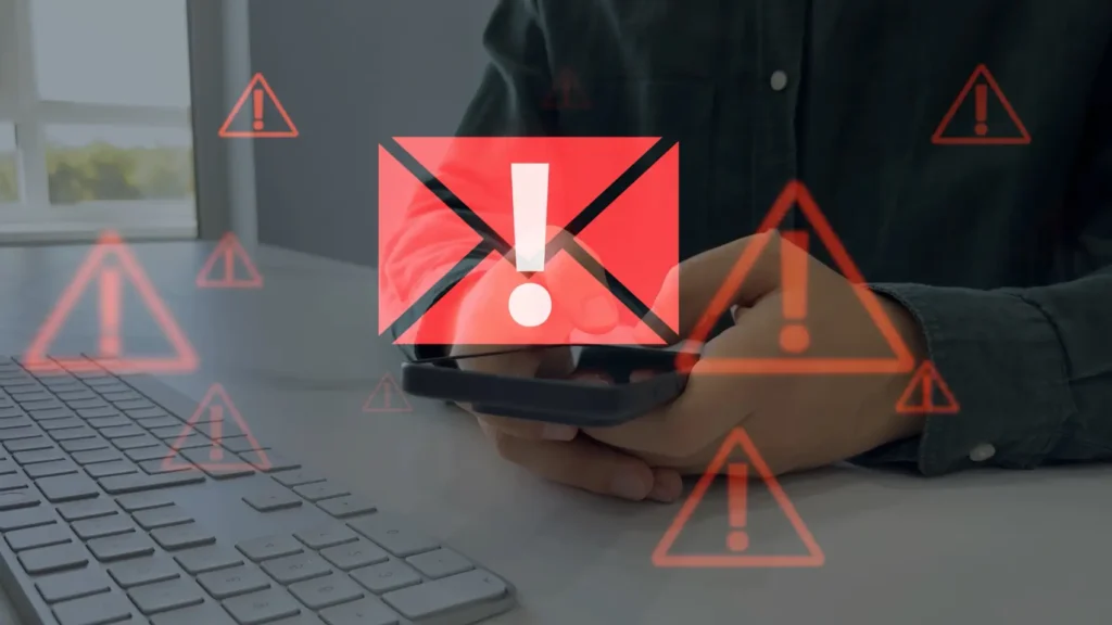 golpe da mão fantasma - Mensagem de spam em tela digital